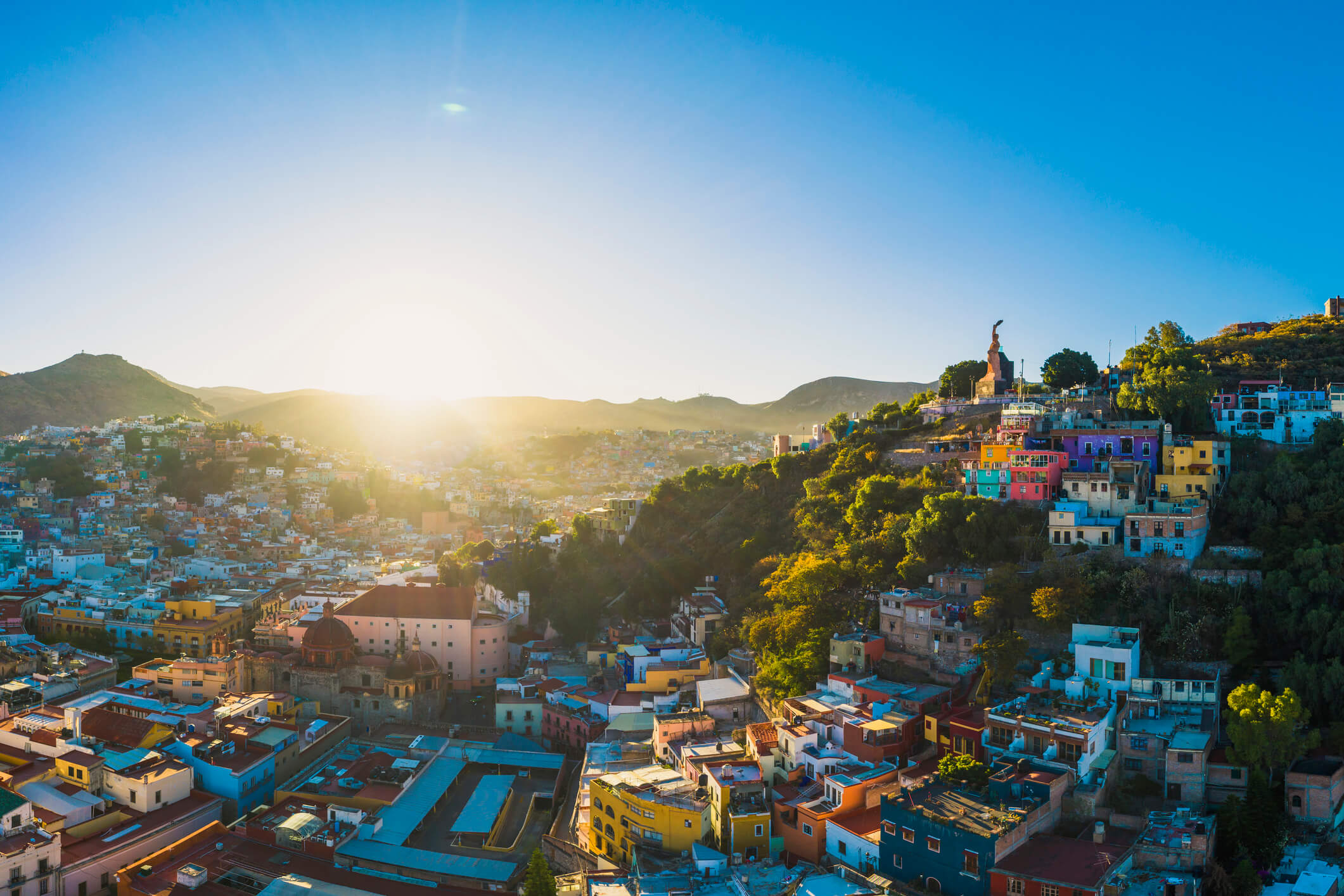 Aerial view of Guanajuato City at sunrise, Mexico. Symbolic of Jellysmack's expansion into Latin American Markets with Top Latin American Creators