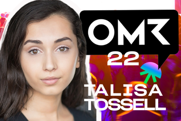 Talissa Tossell against a background image of a crowd and overlaid with the OMR and Jellysmack logos