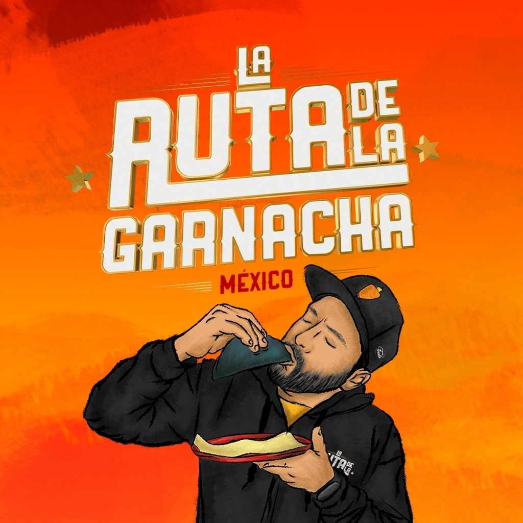 cartoon style rendering of Mexican culinary explorer and creator la ruta de la Garnacha