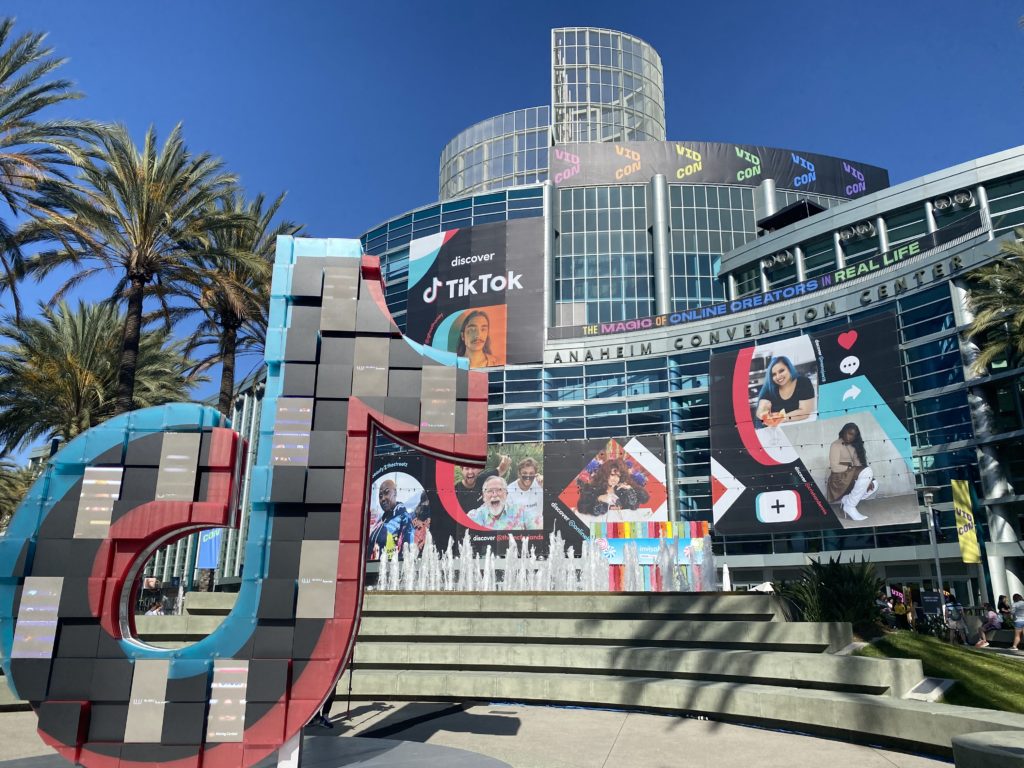 A view from outside the Anaheim Convention Center, home of VidCon 2022. 