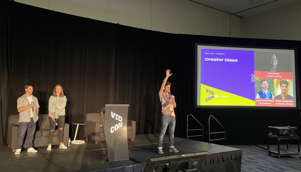 Jellysmack's VP of Community, Hugo Amsellem, takes the stage at VidCon 2022. 