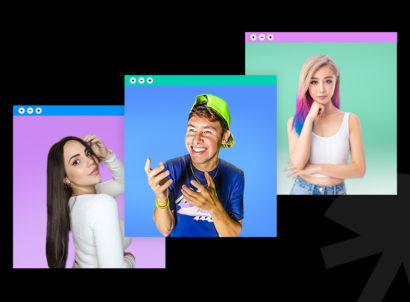 Creators Whatthechic, Renan Fiorini, and Wengie are featured in 3 overlapping portraits with bright backgrounds.