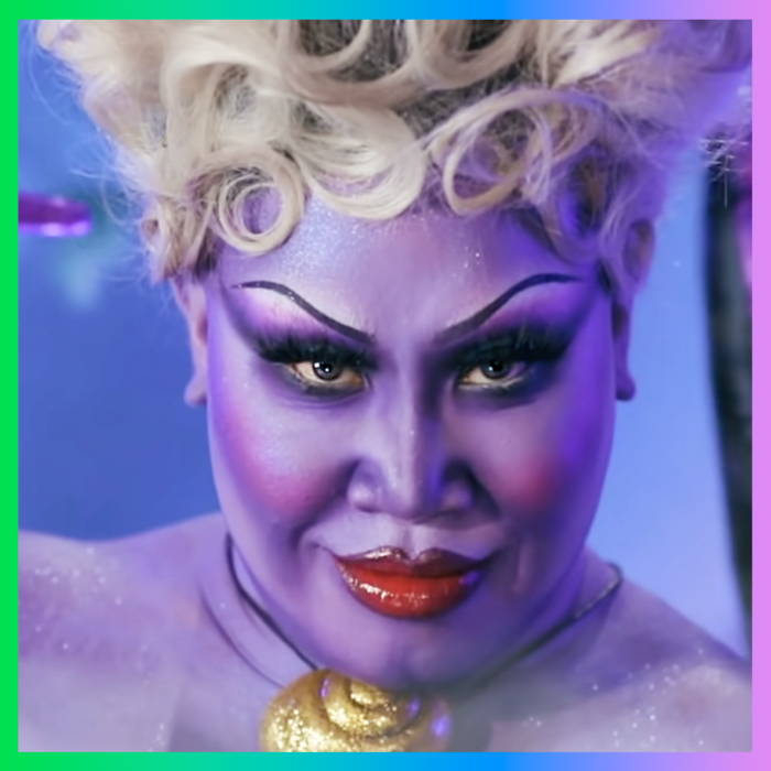 Creator Patrick Starrr gazing into the camera as Ursula from The Little Mermaid